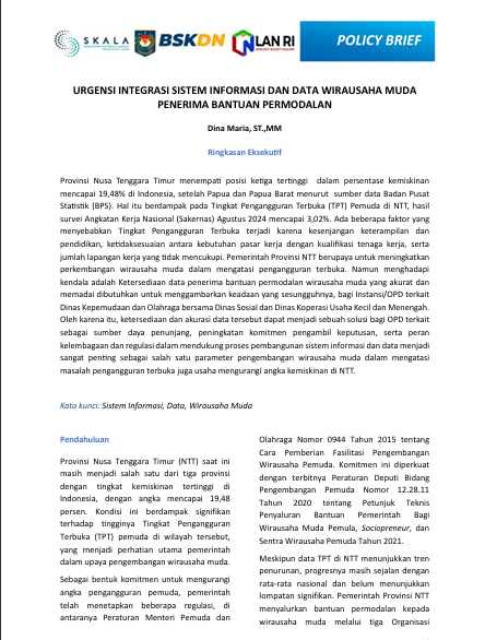 URGENSI INTEGRASI SISTEM INFORMASI DAN DATA WIRAUSAHA MUDA  PENERIMA BANTUAN PERMODALAN